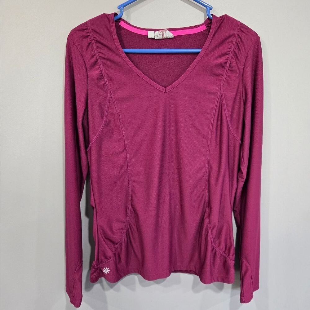 🐢 Athleta Wick It Good lace back long-sleeve running shirt Pink. Size L